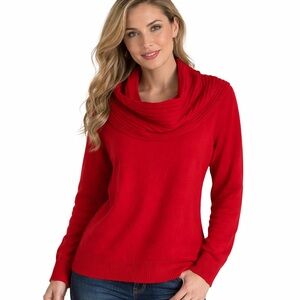 Antonio Melani Cashmere Sweater Size Large Red Cowl Neck Long Sleeve Pullover